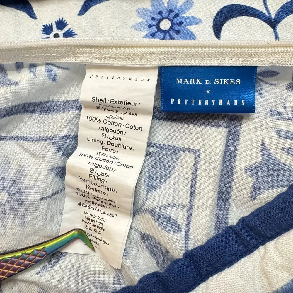 Pottery Barn X Mark D. Skies Pillow Shams Clementine Quilted Euro Covers in EUC